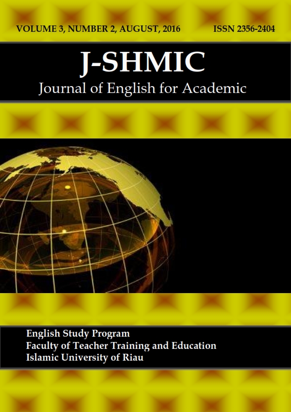 					View Vol. 3 No. 2 (2016): J-SHMIC(Journal of English for Academic)
				