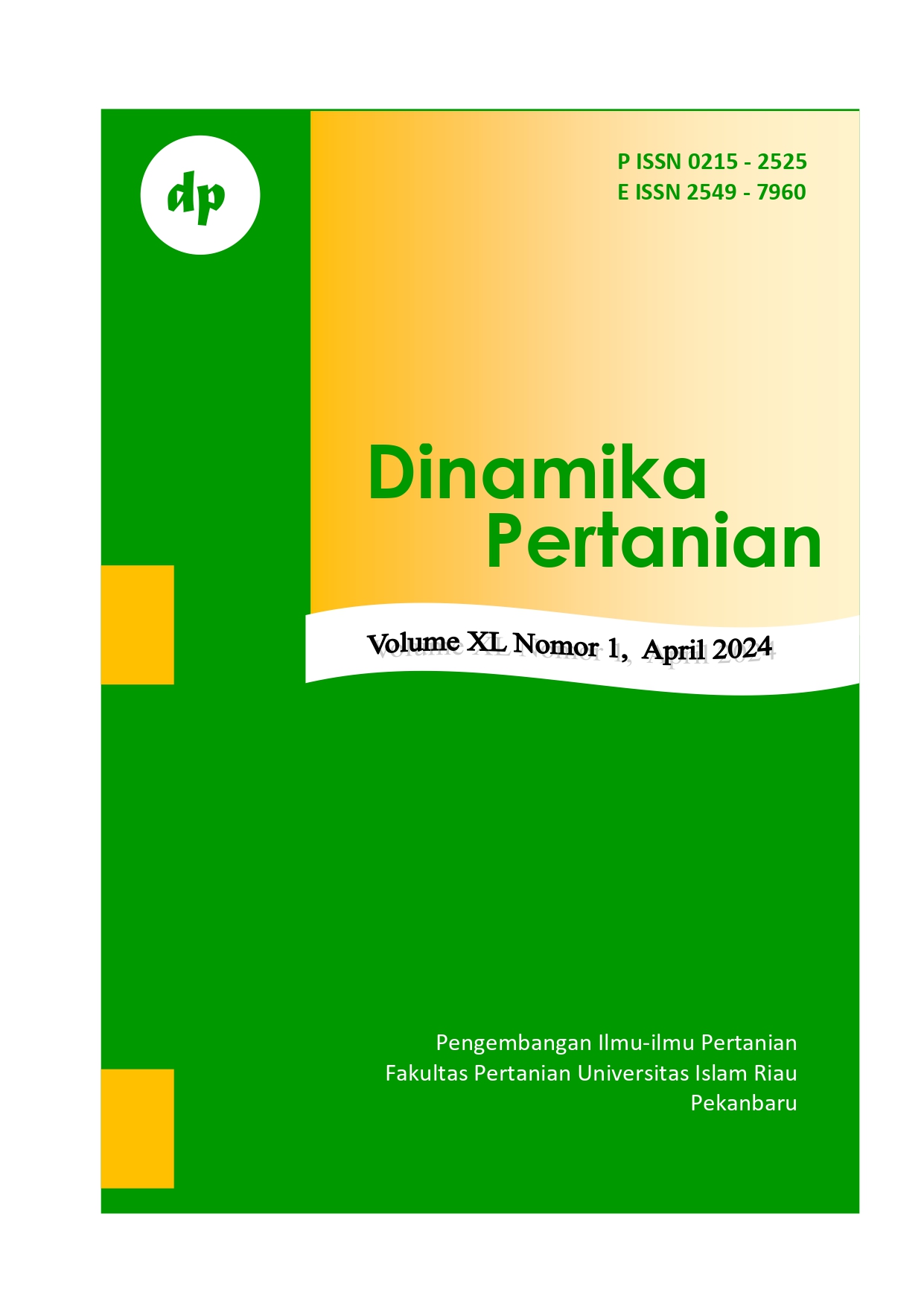 					View Vol. 40 No. 1 (2024): Jurnal Dinamika Pertanian Edisi April 2024
				