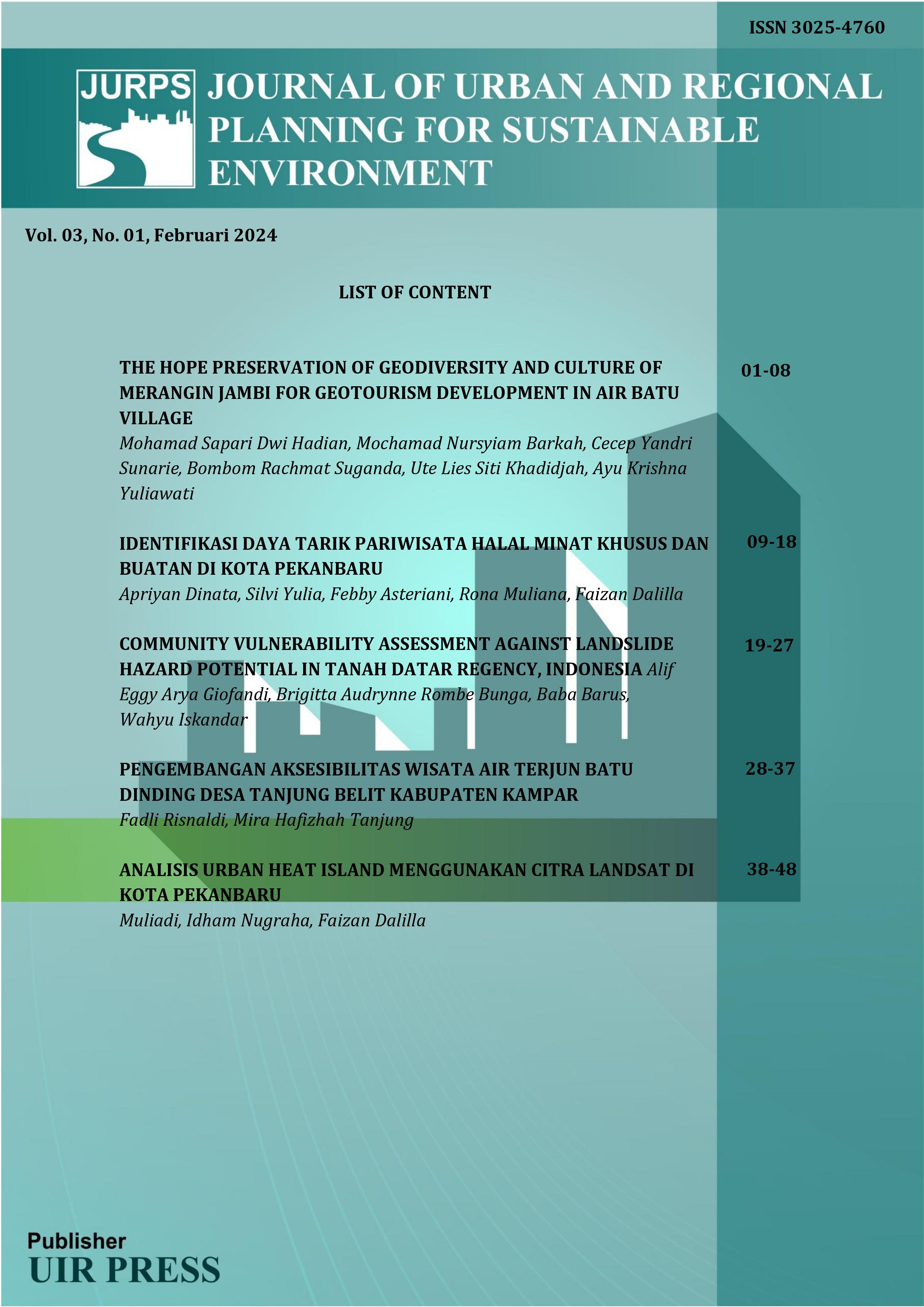 					View Vol. 3 No. 01 (2024): Journal of Urban and Regional Planning for Sustainable Environment
				
