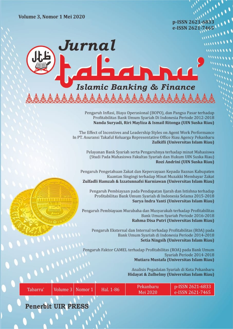 					View Vol. 3 No. 1 (2020): Jurnal Tabarru' : Islamic Banking and Finance
				
